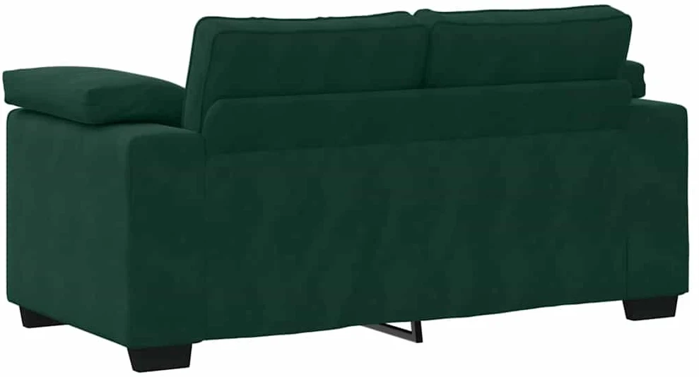 Sofa Dviejų dalių sofos komplektas su pagalvėlėmis, tamsiai žalias, aksomas
