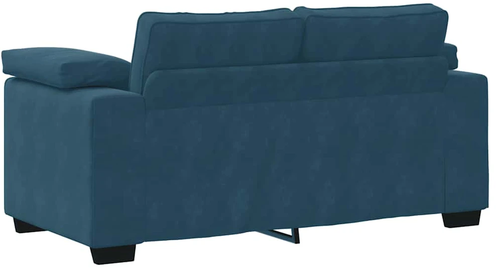 Sofa Dviejų dalių sofos komplektas su pagalvėlėmis, mėlynas aksomas