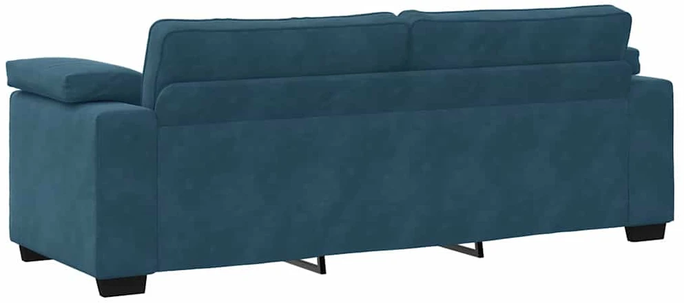 Sofa Dviejų dalių sofos komplektas su pagalvėlėmis, mėlynas aksomas