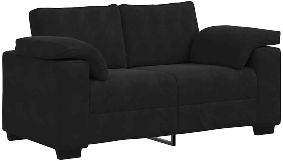 Sofa Dviejų dalių sofos komplektas su pagalvėlėmis, juodas aksomas