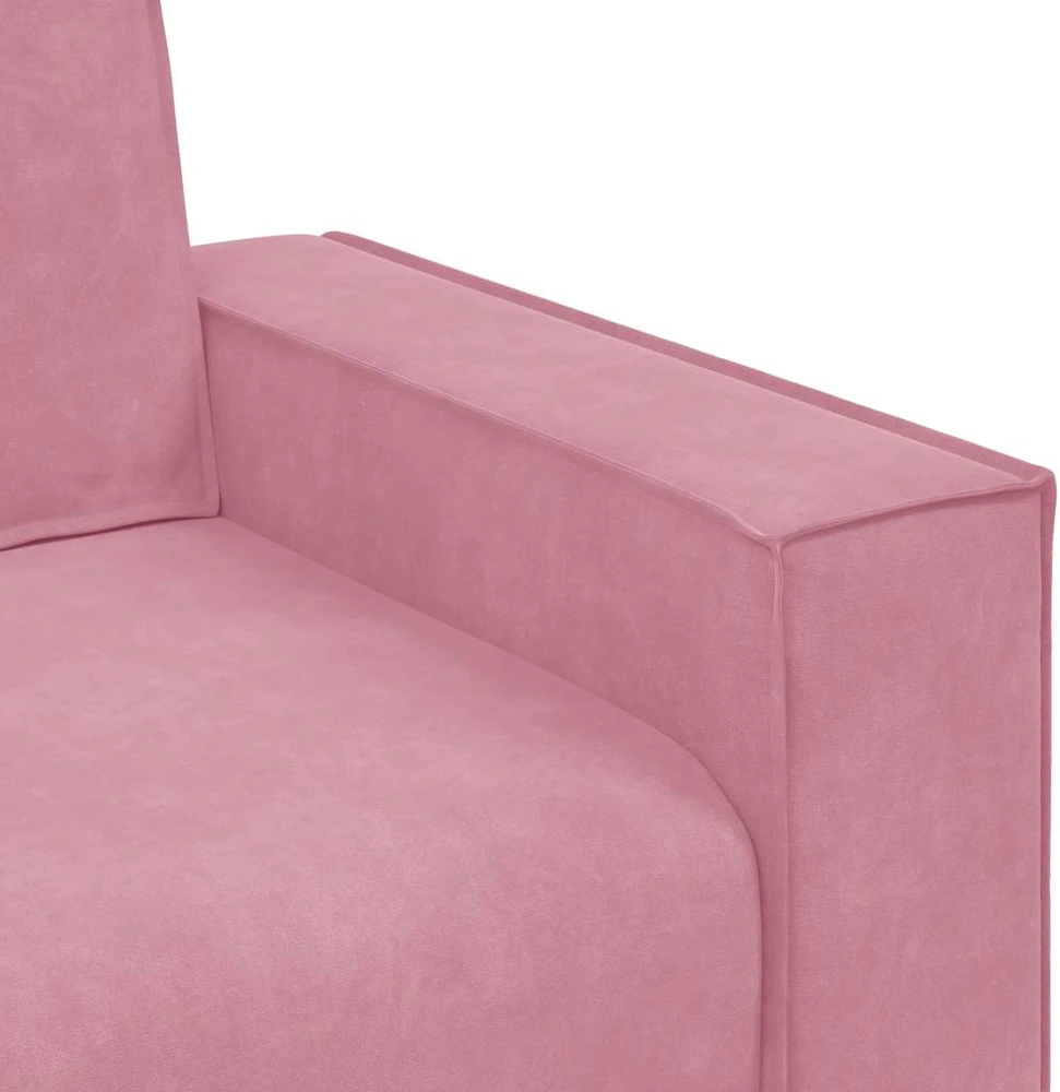 Sofa Dviejų dalių sofos komplektas su pagalvėlėmis, rožinis aksomas