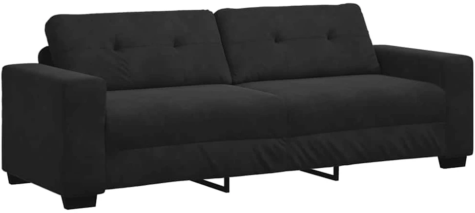 Sofa Dviejų dalių sofos komplektas su pagalvėlėmis, juodas aksomas