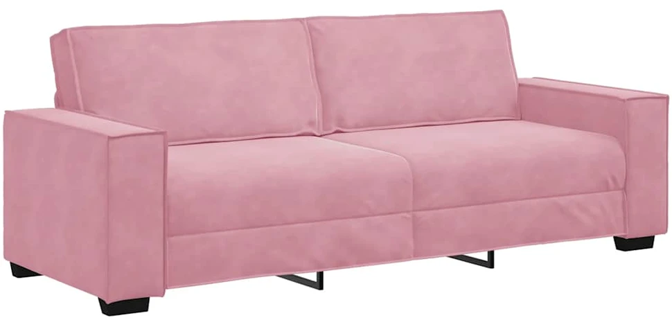 Sofa Dviejų dalių sofos komplektas su pagalvėlėmis, rožinis aksomas