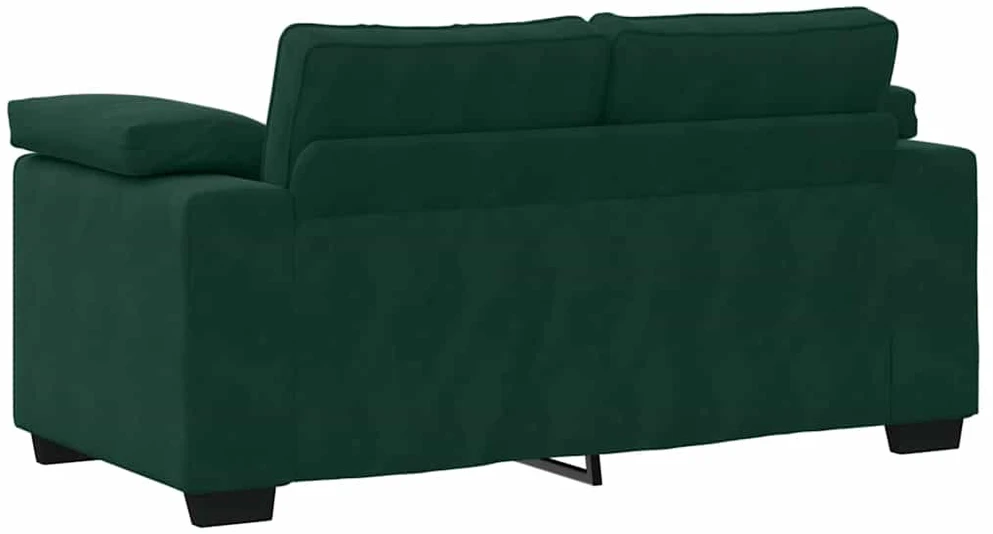 Sofa Dviejų dalių sofos komplektas su pagalvėlėmis, tamsiai žalias, aksomas