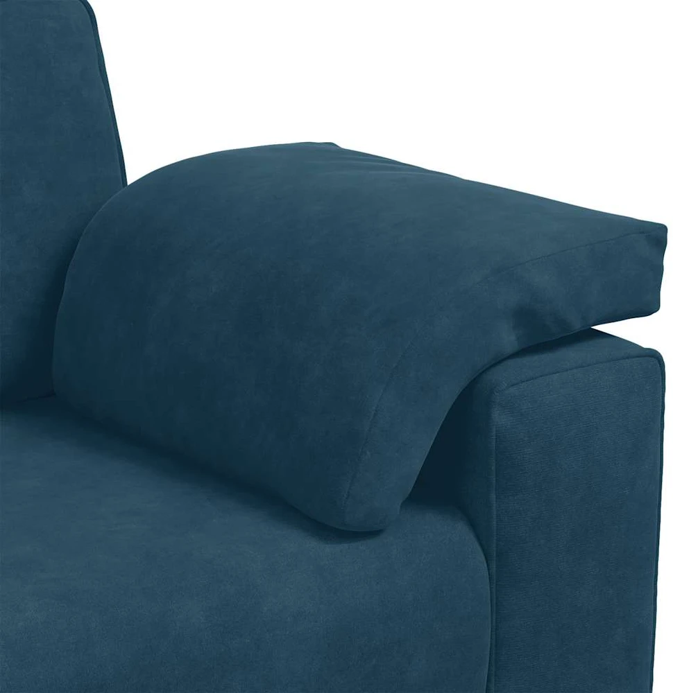 Sofa Dviejų dalių sofos komplektas su pagalvėlėmis, mėlynas aksomas