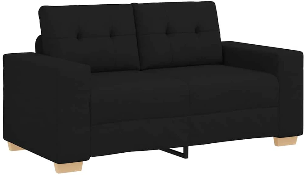 Sofa Dviejų dalių sofos komplektas su pagalvėlėmis, juodas audinys