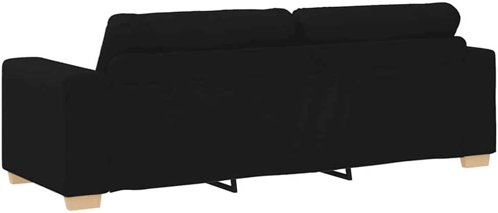 Sofa Dviejų dalių sofos komplektas su pagalvėlėmis, juodas audinys
