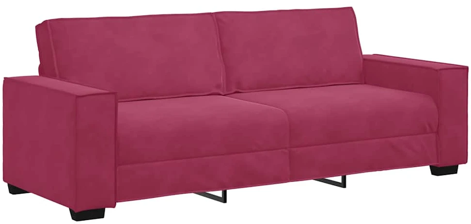 Sofa Dviejų dalių sofos komplektas su pagalvėlėmis, vyno raudonumo, aksomas