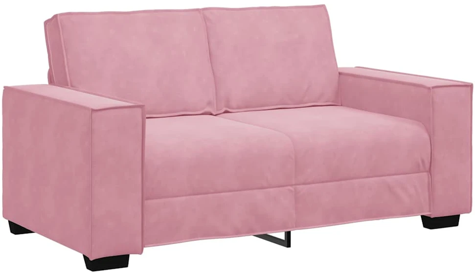 Sofa Dviejų dalių sofos komplektas su pagalvėlėmis, rožinis aksomas