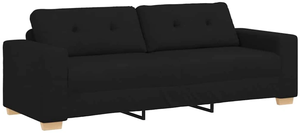 Sofa Dviejų dalių sofos komplektas su pagalvėlėmis, juodas audinys