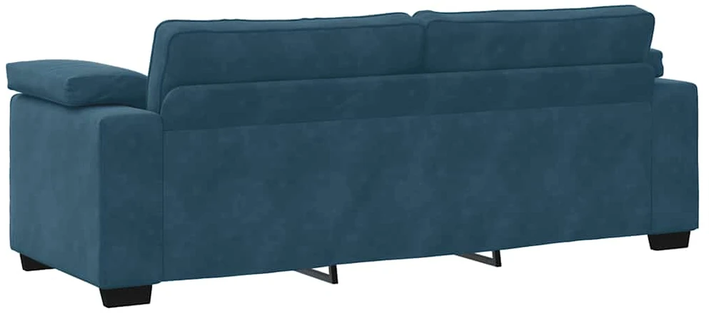 Sofa Dviejų dalių sofos komplektas su pagalvėlėmis, mėlynas aksomas