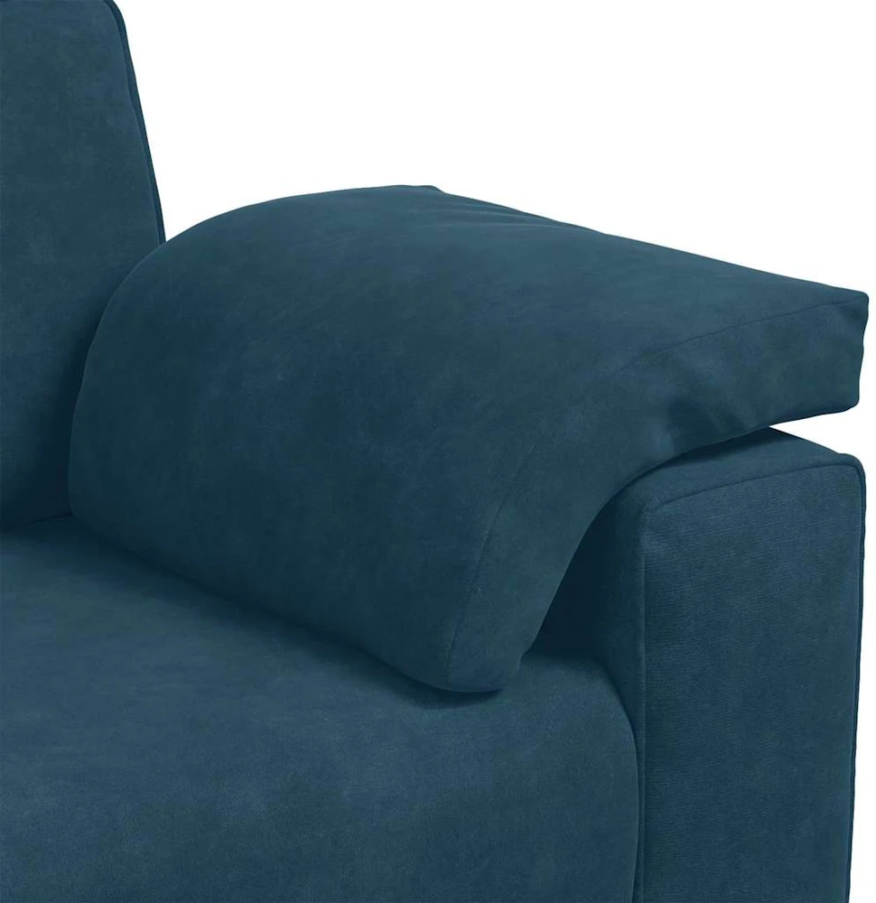Sofa Dviejų dalių sofos komplektas su pagalvėlėmis, mėlynas aksomas