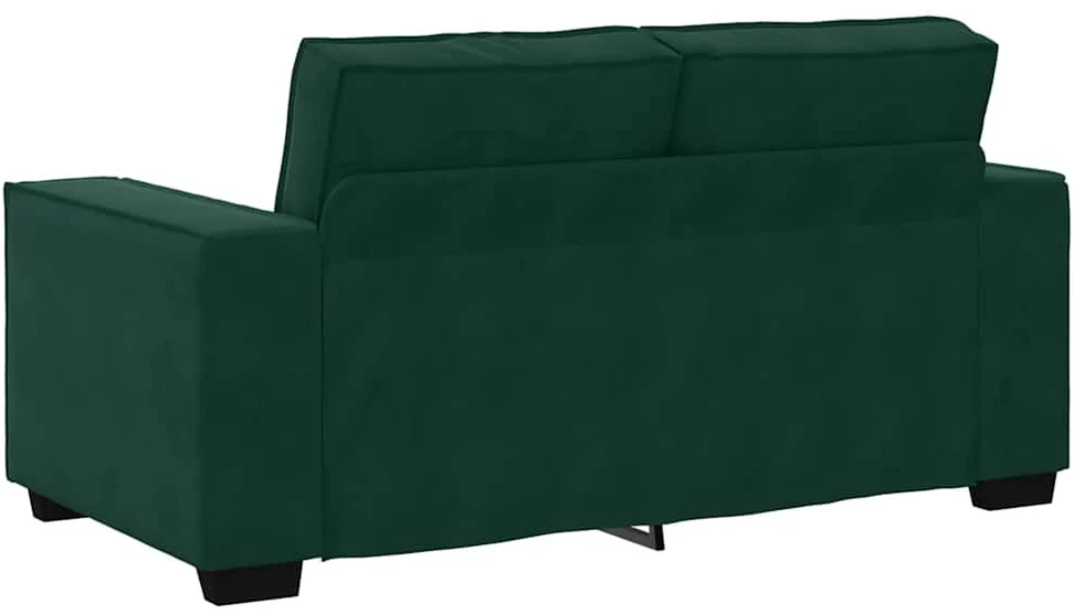 Sofa Dviejų dalių sofos komplektas su pagalvėlėmis, tamsiai žalias, aksomas