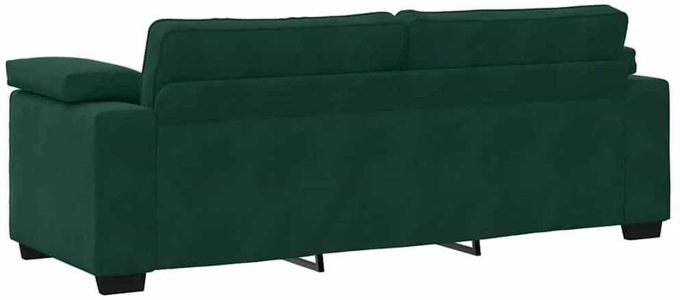 Sofa Dviejų dalių sofos komplektas su pagalvėlėmis, tamsiai žalias, aksomas