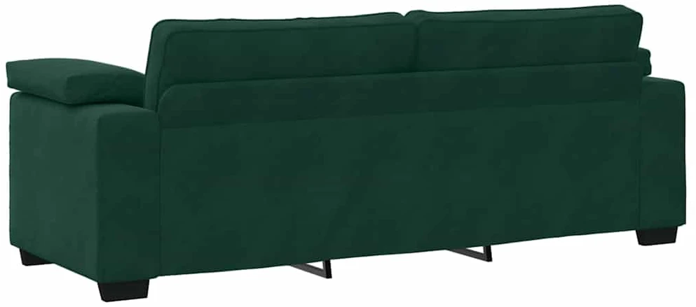 Sofa Dviejų dalių sofos komplektas su pagalvėlėmis, tamsiai žalias, aksomas