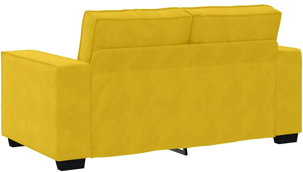 Sofa Dviejų dalių sofos komplektas su pagalvėlėmis, geltonas aksomas