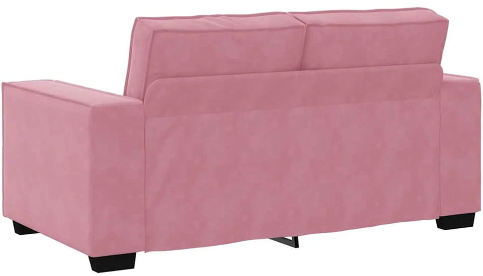Sofa Dviejų dalių sofos komplektas su pagalvėlėmis, rožinis aksomas