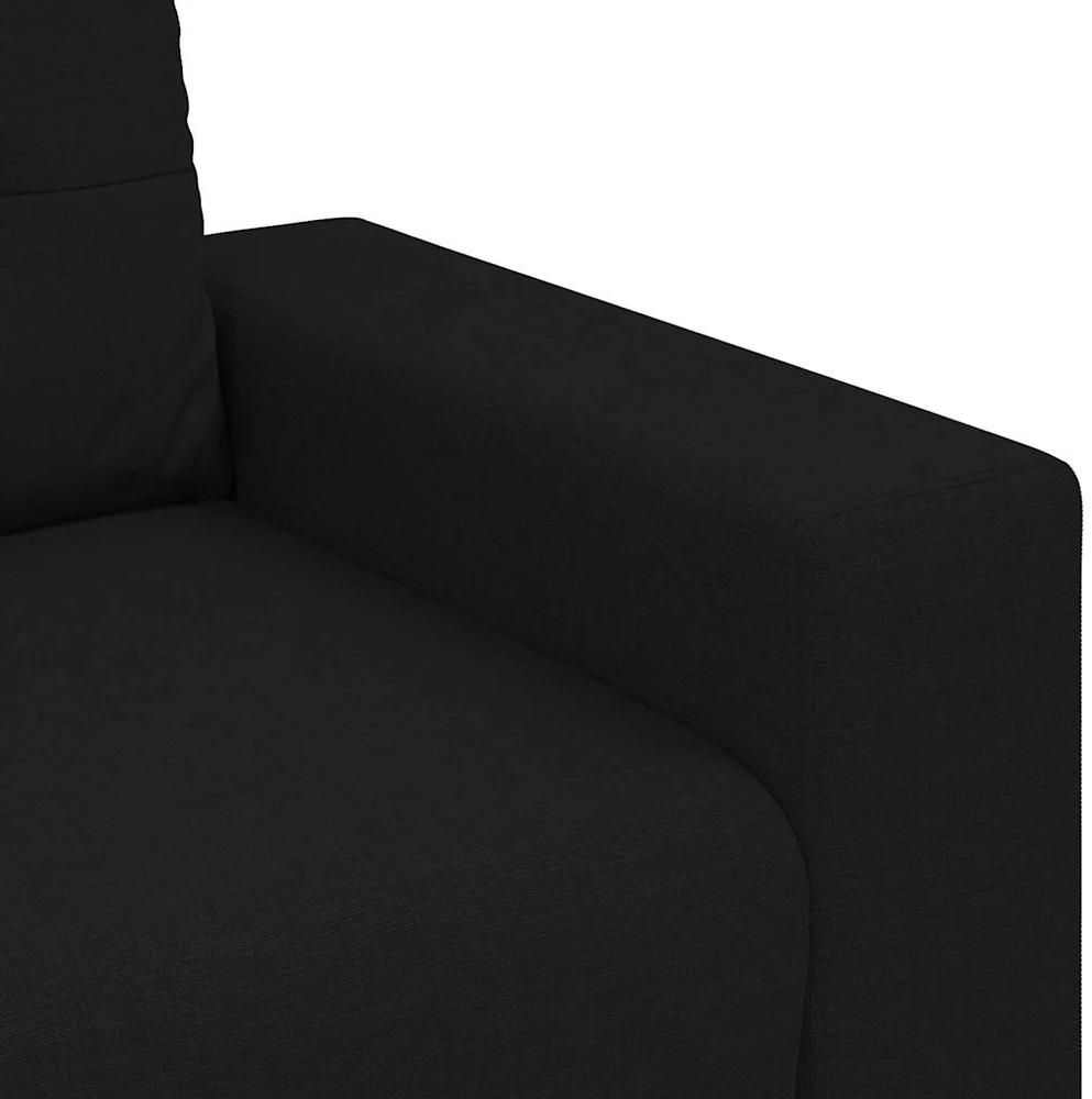 Sofa Dviejų dalių sofos komplektas su pagalvėlėmis, juodas audinys