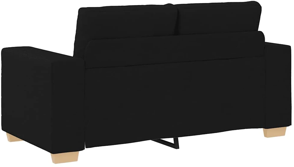 Sofa Dviejų dalių sofos komplektas su pagalvėlėmis, juodas audinys