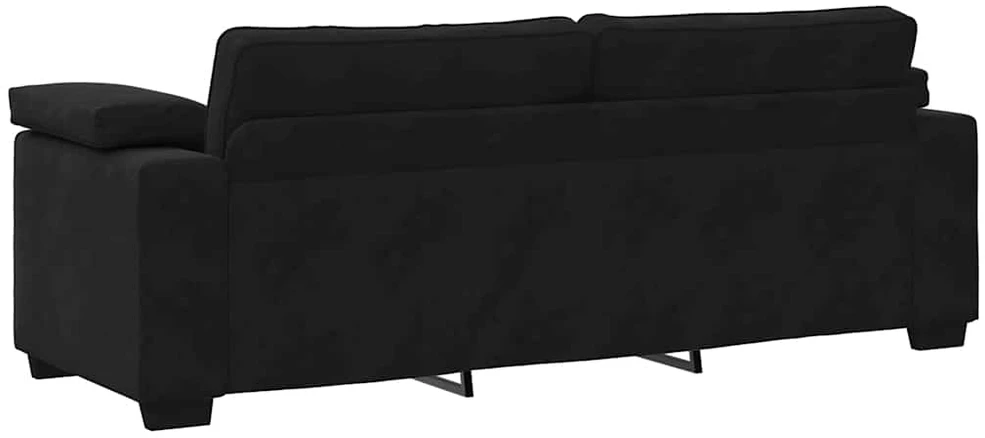 Sofa Dviejų dalių sofos komplektas su pagalvėlėmis, juodas aksomas