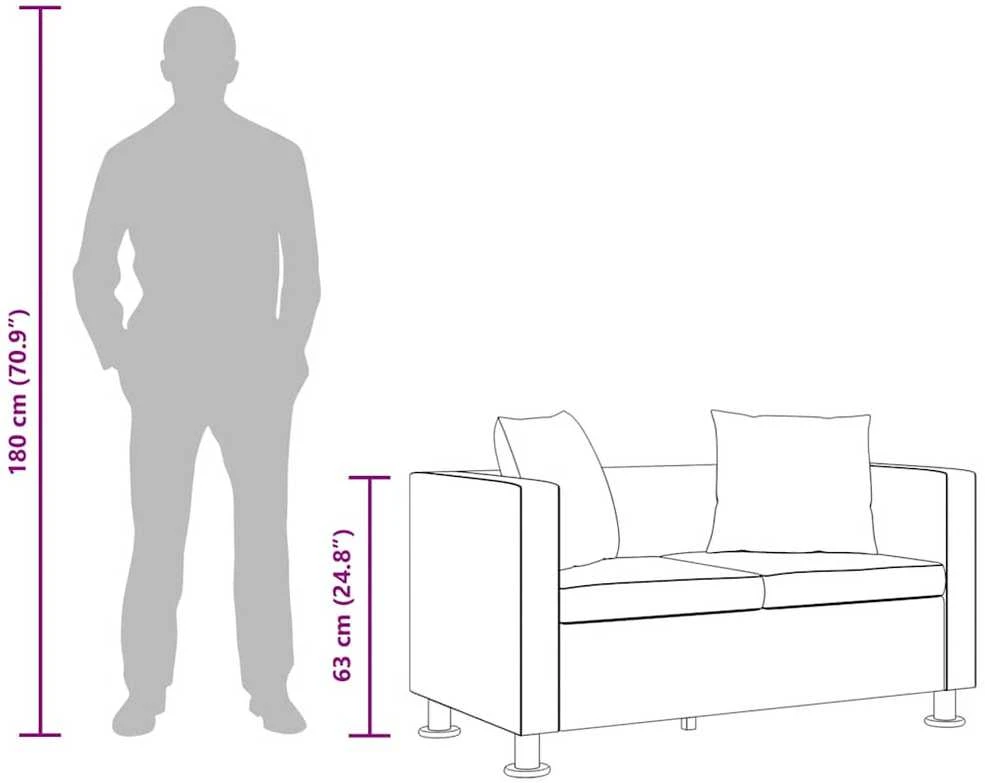 Sofa, dvivietė, dirbtinė oda, juoda
