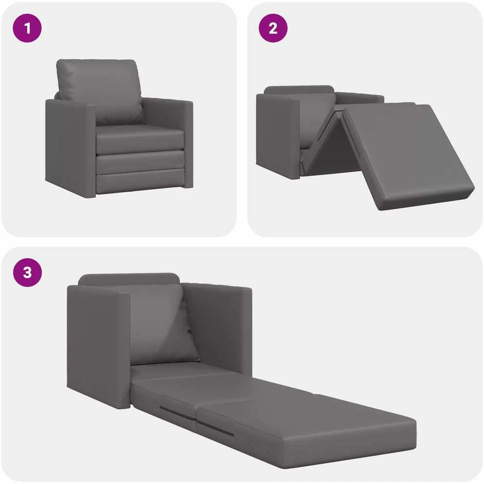 Sofa lova 60cm Pilka Dirbtinė Oda