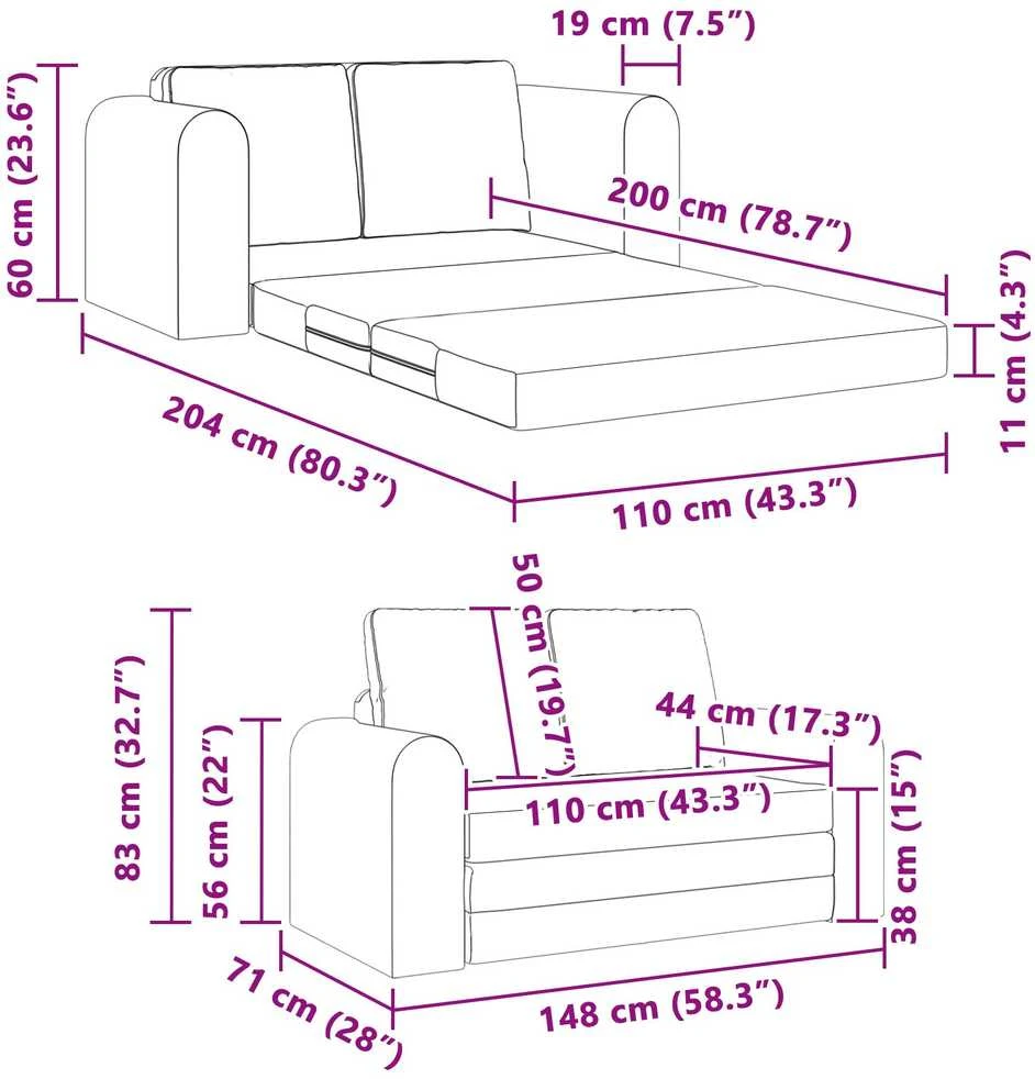Sofa lova Vyno raudona 148 x 71 x 83 cm audinys