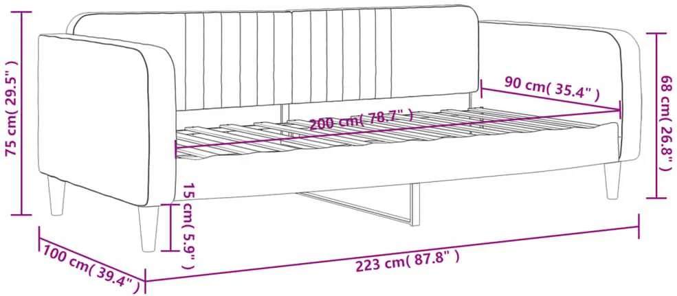 Sofa, juodos spalvos, 90x200cm, aksomas