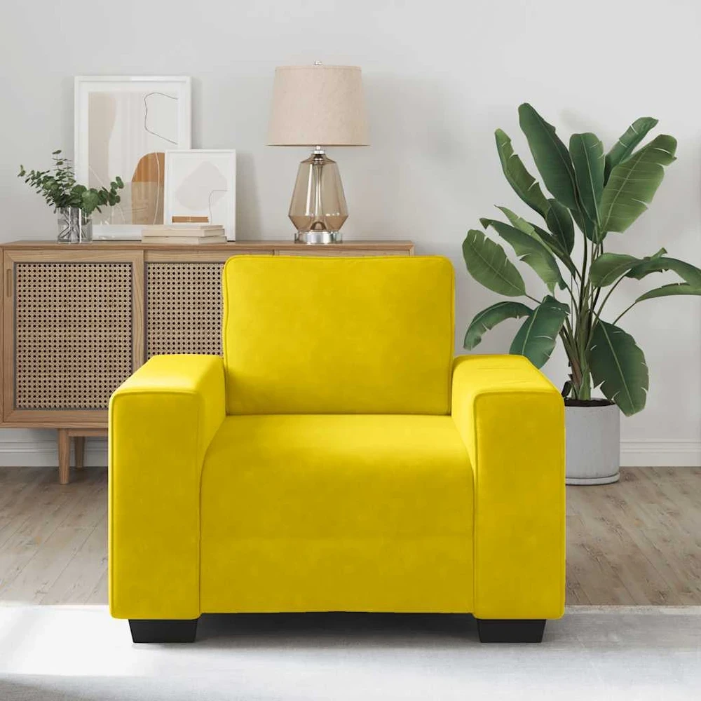 Sofa-kėdė, geltona, 100x77x82 cm, aksomas