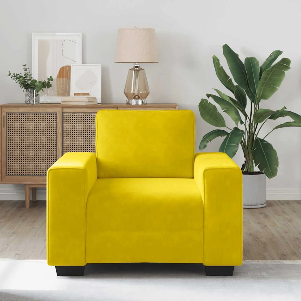 Sofa-kėdė, geltona, 100x77x82 cm, aksomas