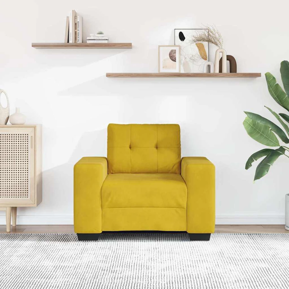 Sofa-kėdė, geltona, 100x78x80 cm, aksomas