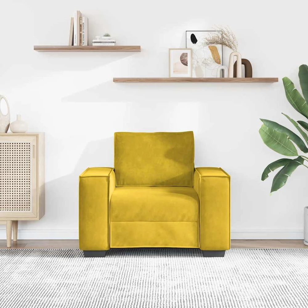 Sofa-kėdė, geltona, 100x78x84 cm, aksomas