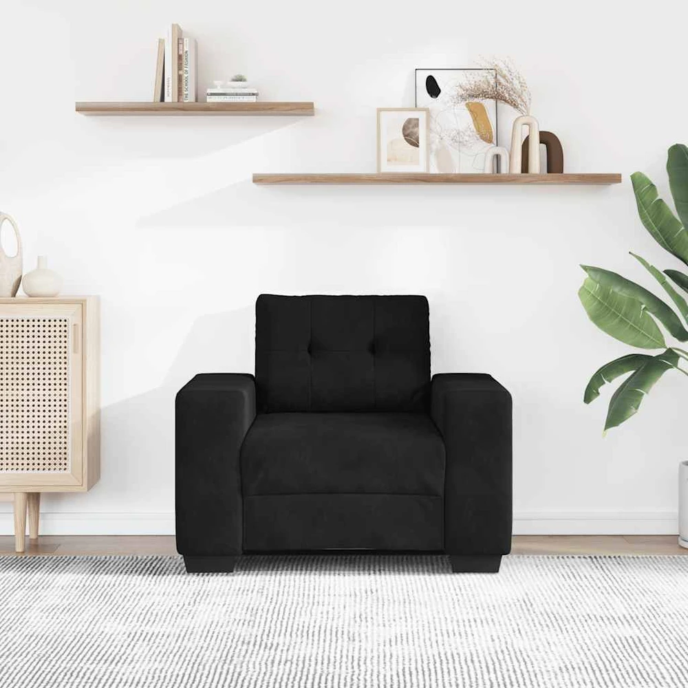 Sofa-kėdė, juoda, 100x78x80 cm, aksomas