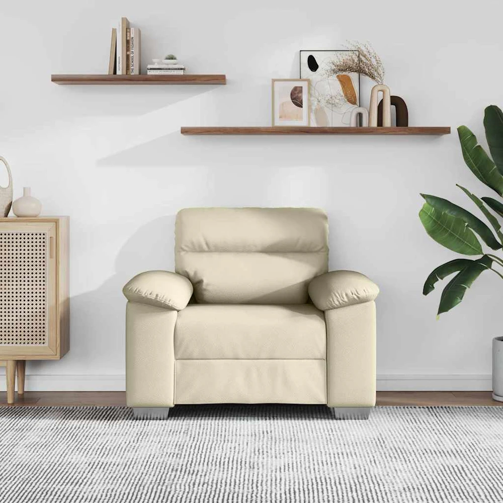 Fotelis Sofa-kėdė, kreminės spalvos, 100x81x84 cm, dirbtinė oda