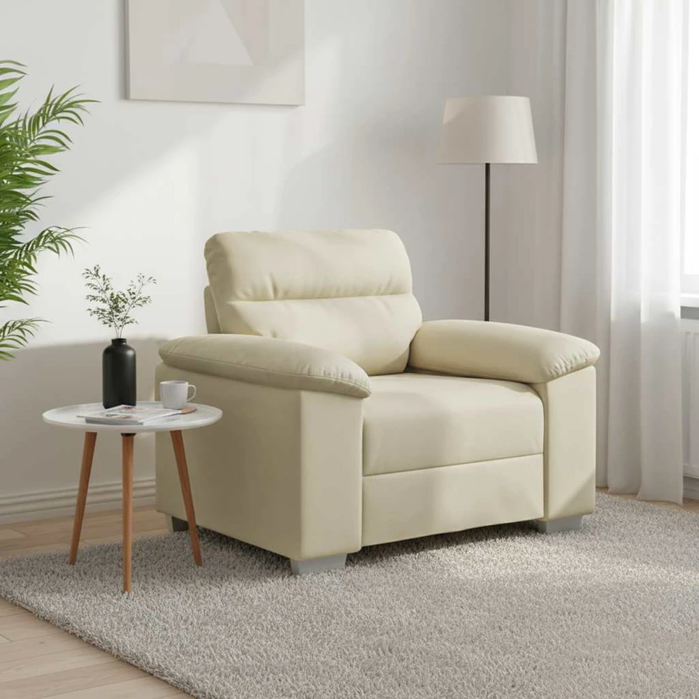 Fotelis Sofa-kėdė, kreminės spalvos, 100x81x84 cm, dirbtinė oda