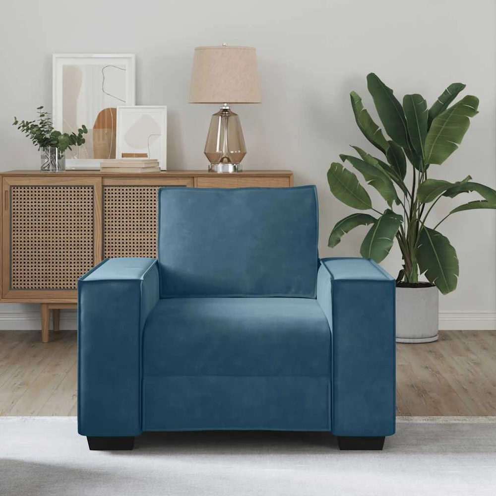 Sofa-kėdė, mėlyna, 100x78x84 cm, aksomas