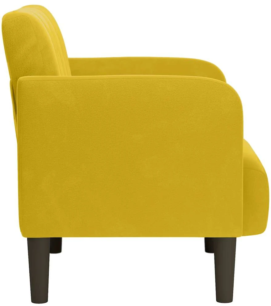 Fotelis Sofa-kėdė su porankiais, geltona, 54 cm, aksomas