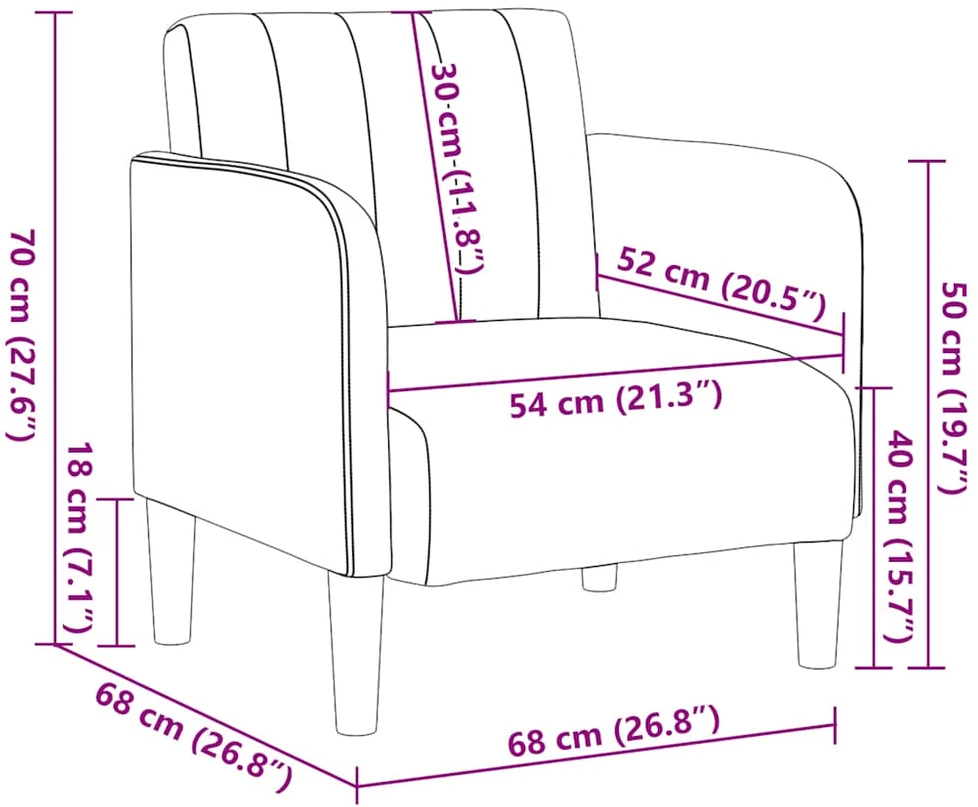 Fotelis Sofa-kėdė su porankiais, juoda, 54 cm, aksominė
