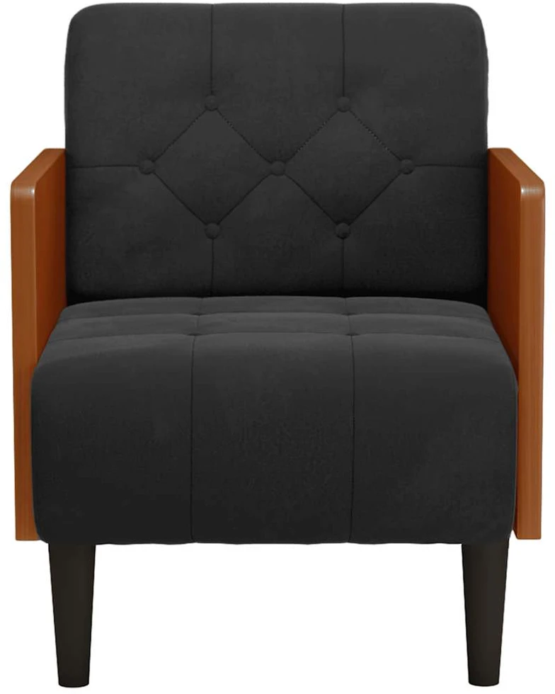 Fotelis Sofa-kėdė su porankiais, juoda, 55 cm, aksominė