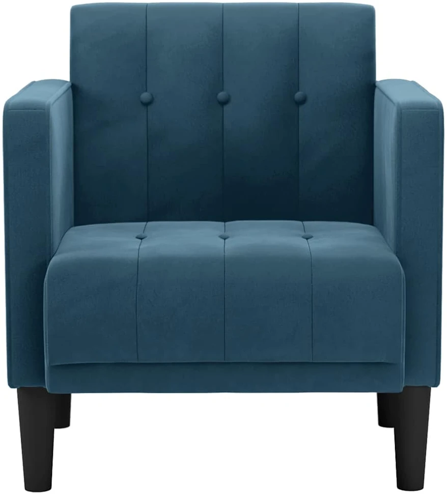 Fotelis Sofa-kėdė su porankiais, mėlyna, 53 cm, aksomas