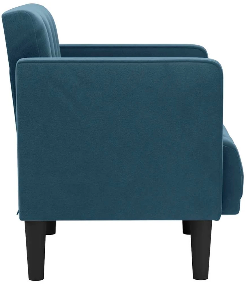 Fotelis Sofa-kėdė su porankiais, mėlyna, 53 cm, aksomas