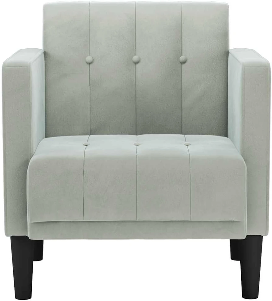 Fotelis Sofa-kėdė su porankiais, šviesiai pilka, 53 cm, aksomas