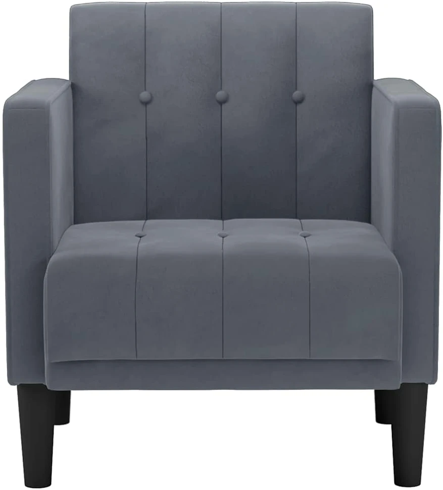 Fotelis Sofa-kėdė su porankiais, tamsiai pilka, 53 cm, aksomas