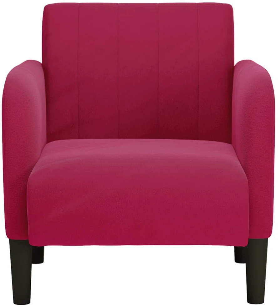 Fotelis Sofa-kėdė su porankiais, vyno raudonumo, 54 cm, aksominė