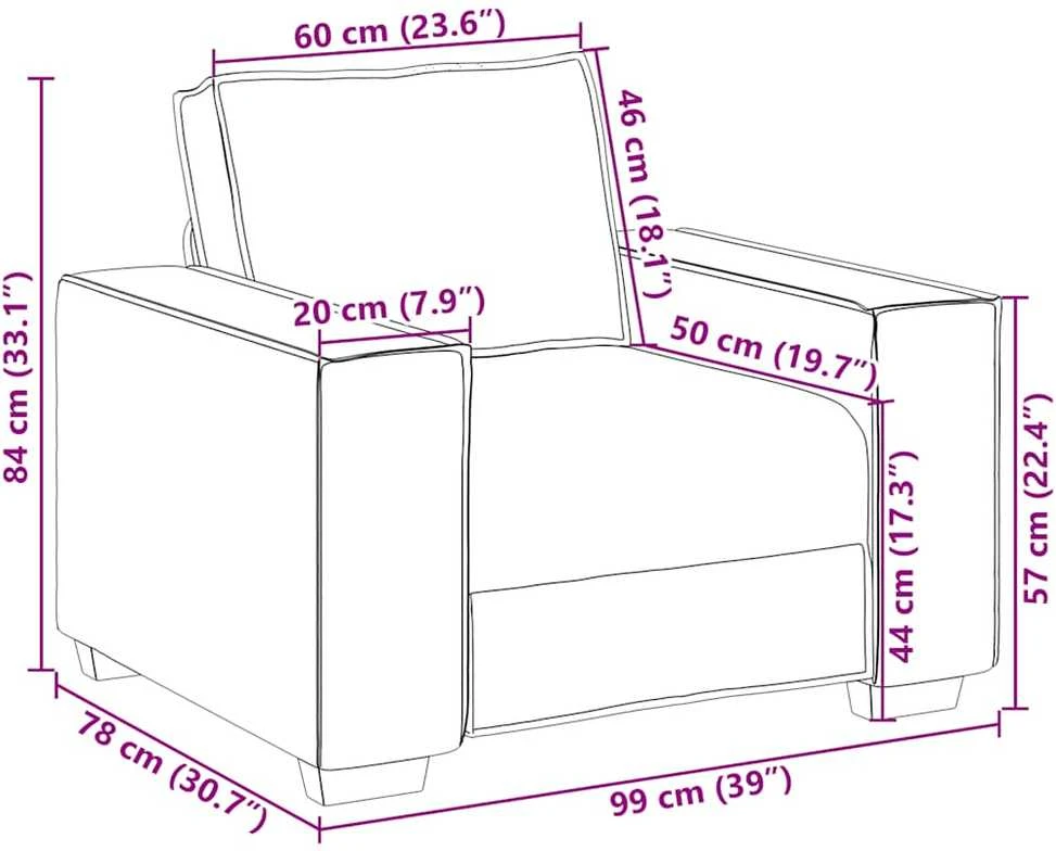 Sofa-kėdė, šviesiai pilka, 100x78x84 cm, audinys