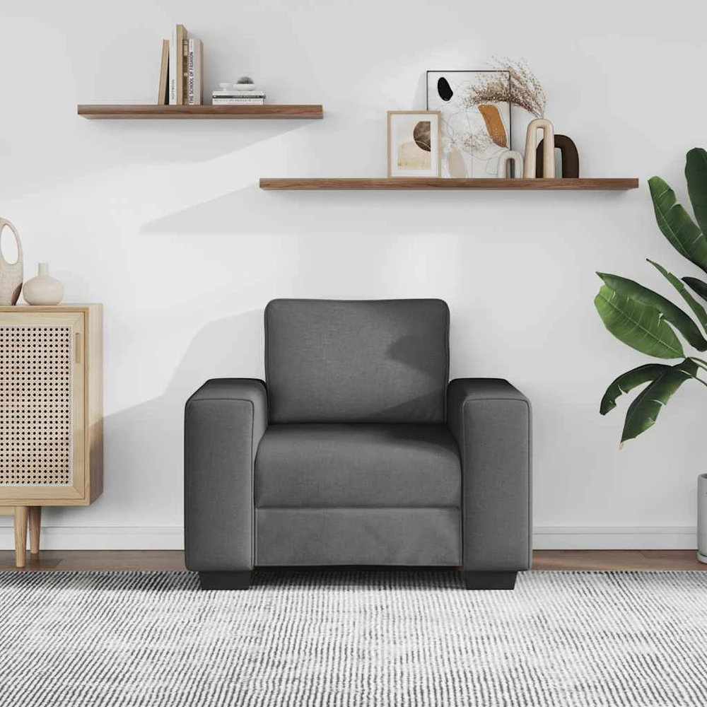 Fotelis Sofa-kėdė, tamsiai pilka, 100x77x82 cm, audinys