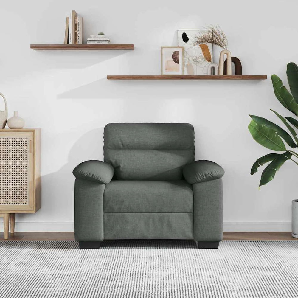 Sofa-kėdė, tamsiai pilka, 100x81x84 cm, audinys