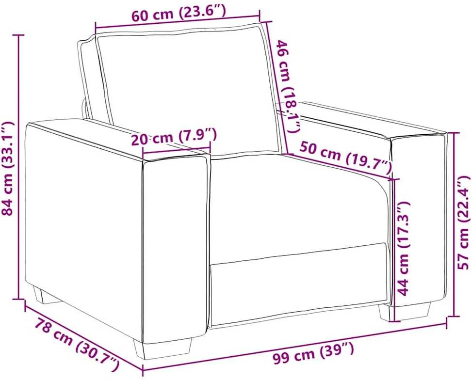 Sofa-kėdė, tamsiai pilka, 100x78x84 cm, audinys