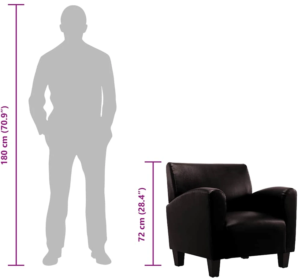 Sofa-kėdė, tamsiai ruda, dirbtinė oda