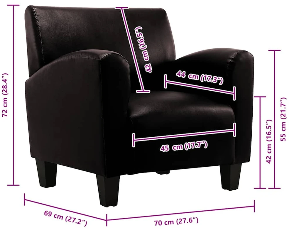 Sofa-kėdė, tamsiai ruda, dirbtinė oda